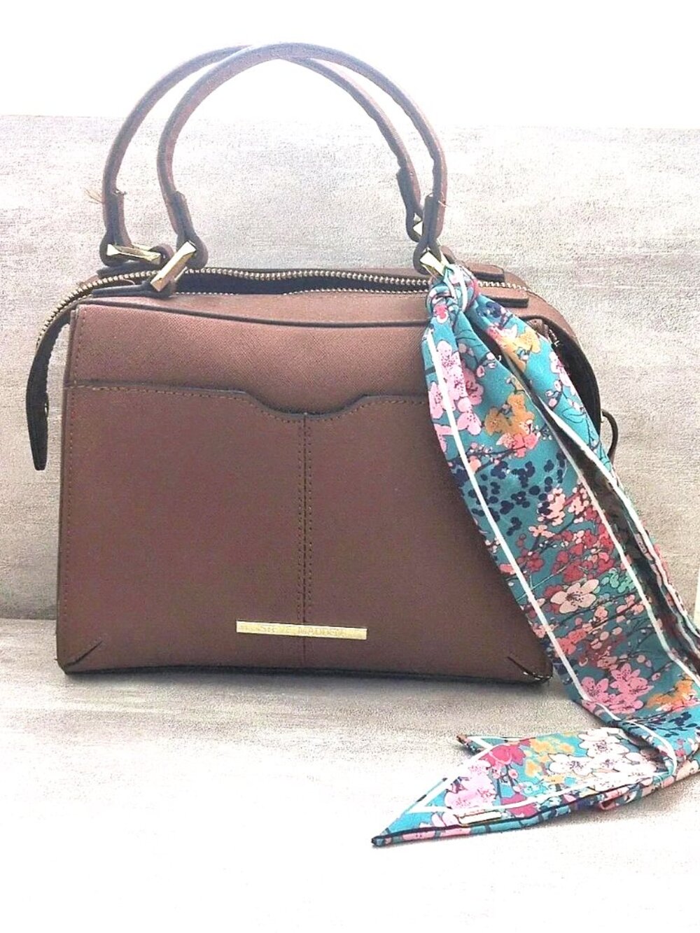 Steve Madden Brown Floral Satchel Like New